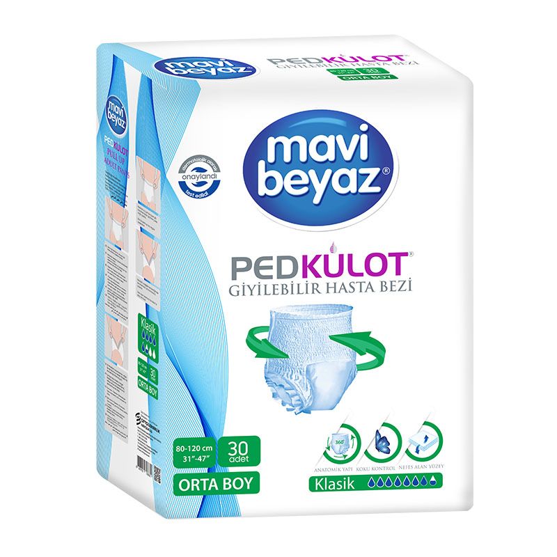 MAVİ BEYAZ PED KÜLOT MEDIUM 30 LU