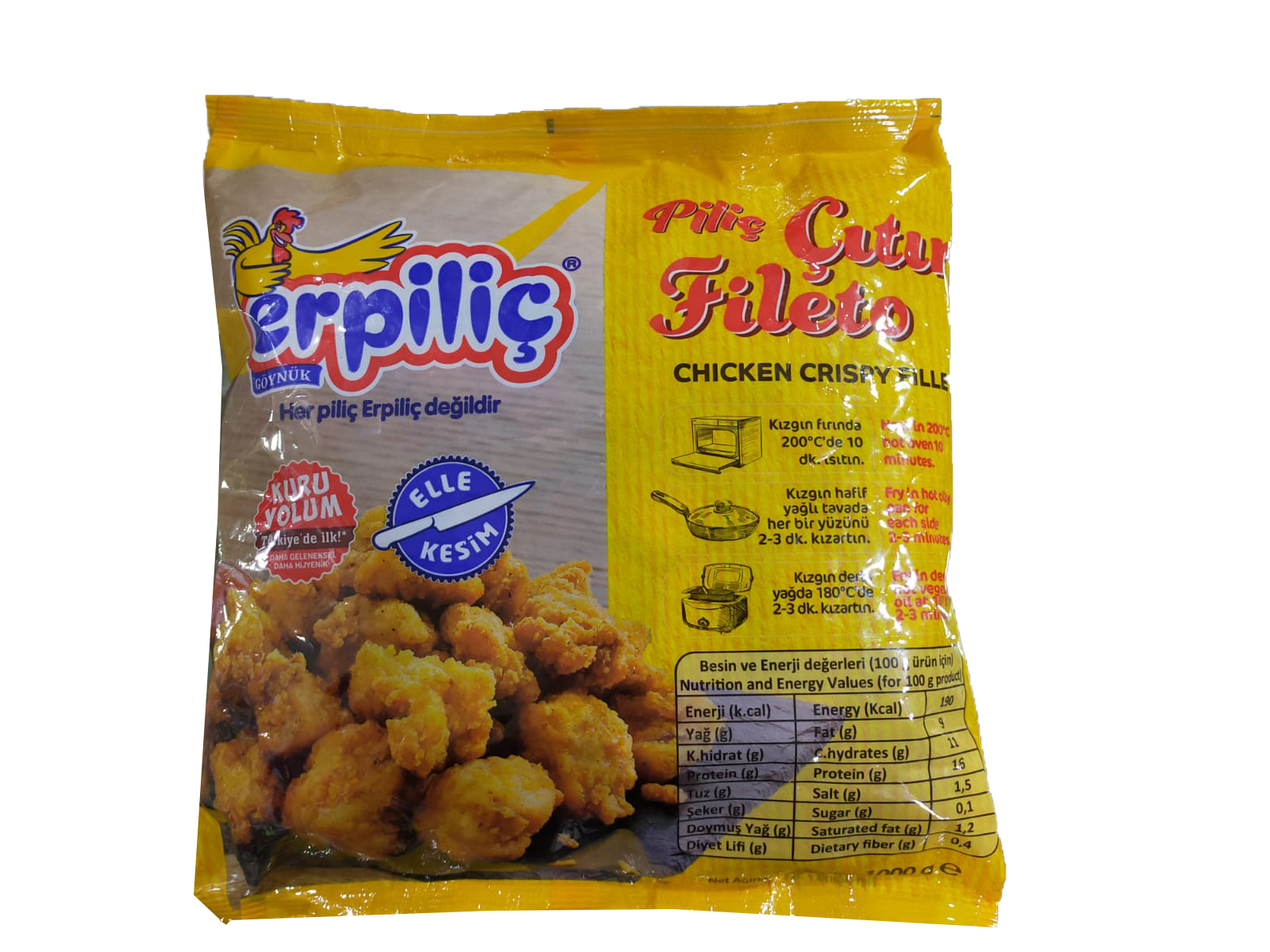 ERPİLİÇ DONMUŞ TAM PİŞMİŞ PİLİÇ ÇITIR FİTETO 1 KG