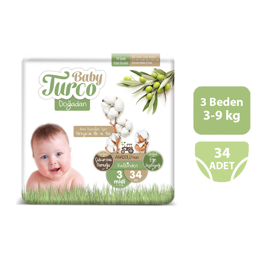 DOĞADAN BEBEK BEZİ 3 BEDEN MİDİ 34 LÜ