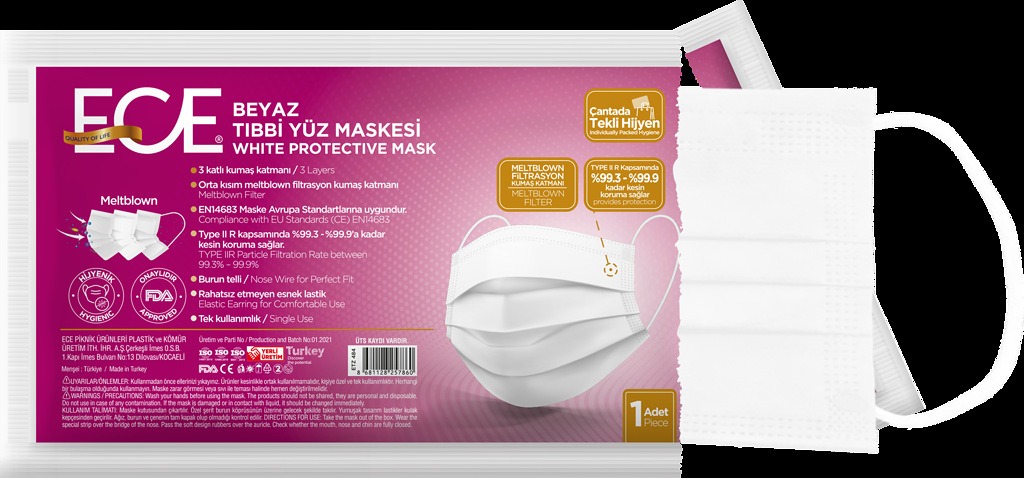 ECE BEYAZ TIBBİ YÜZ MASKESİ