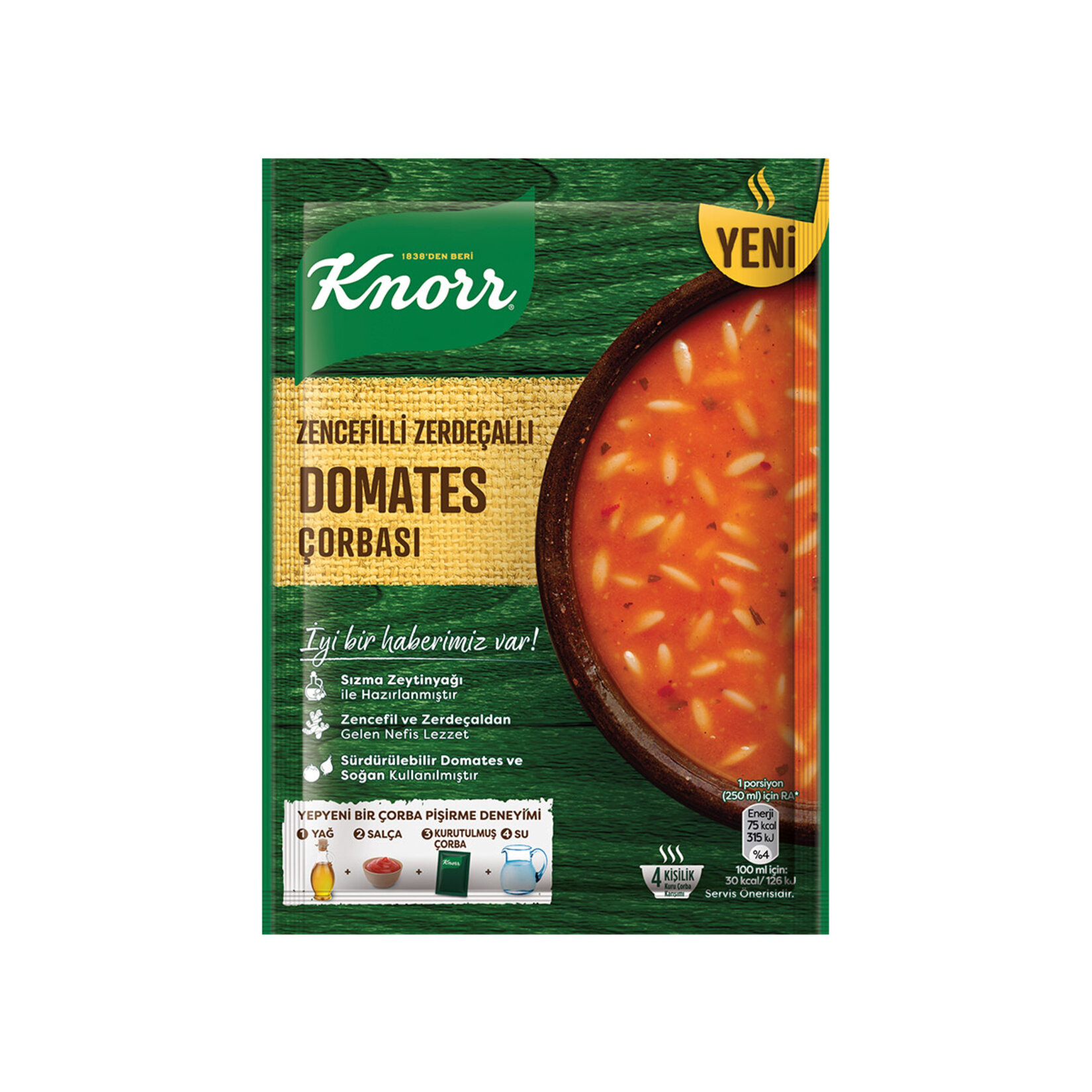 KNORR ZENCEFİLLİ ZERDEÇALLI DOMATES ÇORBASI 98 G