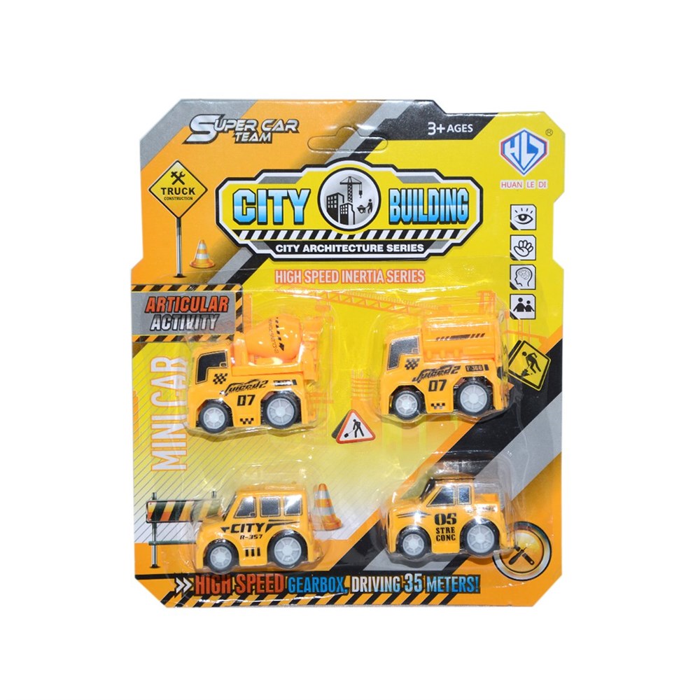 CITY BUILDING MİNİK PİLASTİK ARABA 4 LÜ