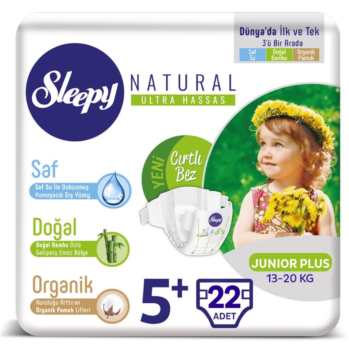 SLEEPY BEBEK BEZİ NATURAL 5+ BEDEN 22 Lİ