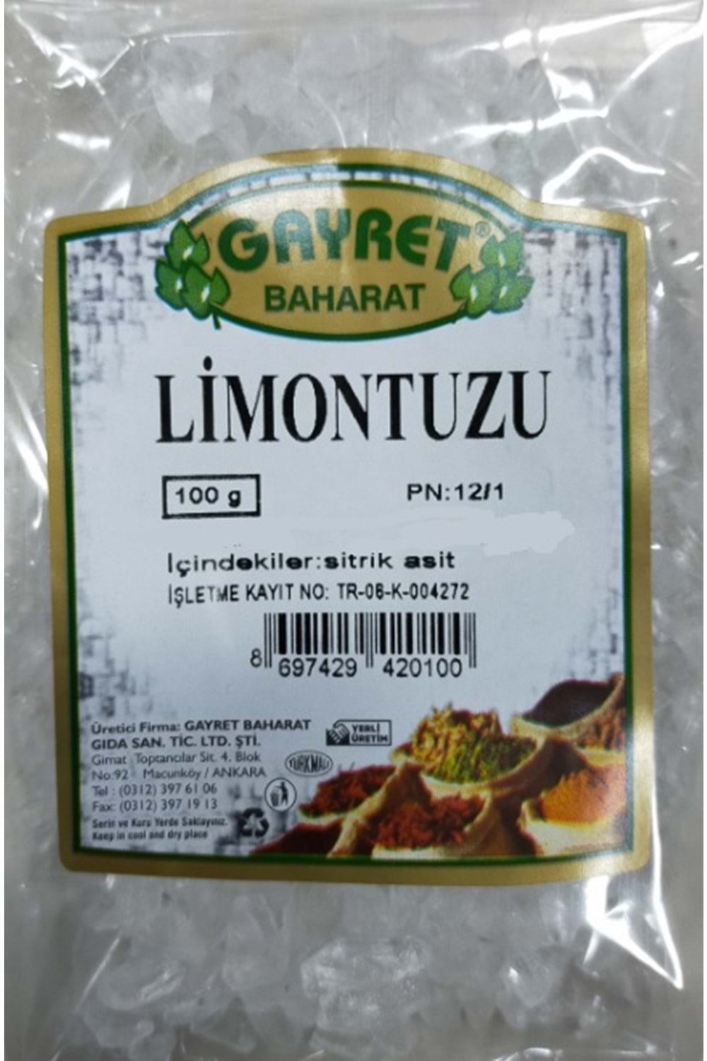 GAYRET LİMON TUZU 100 G